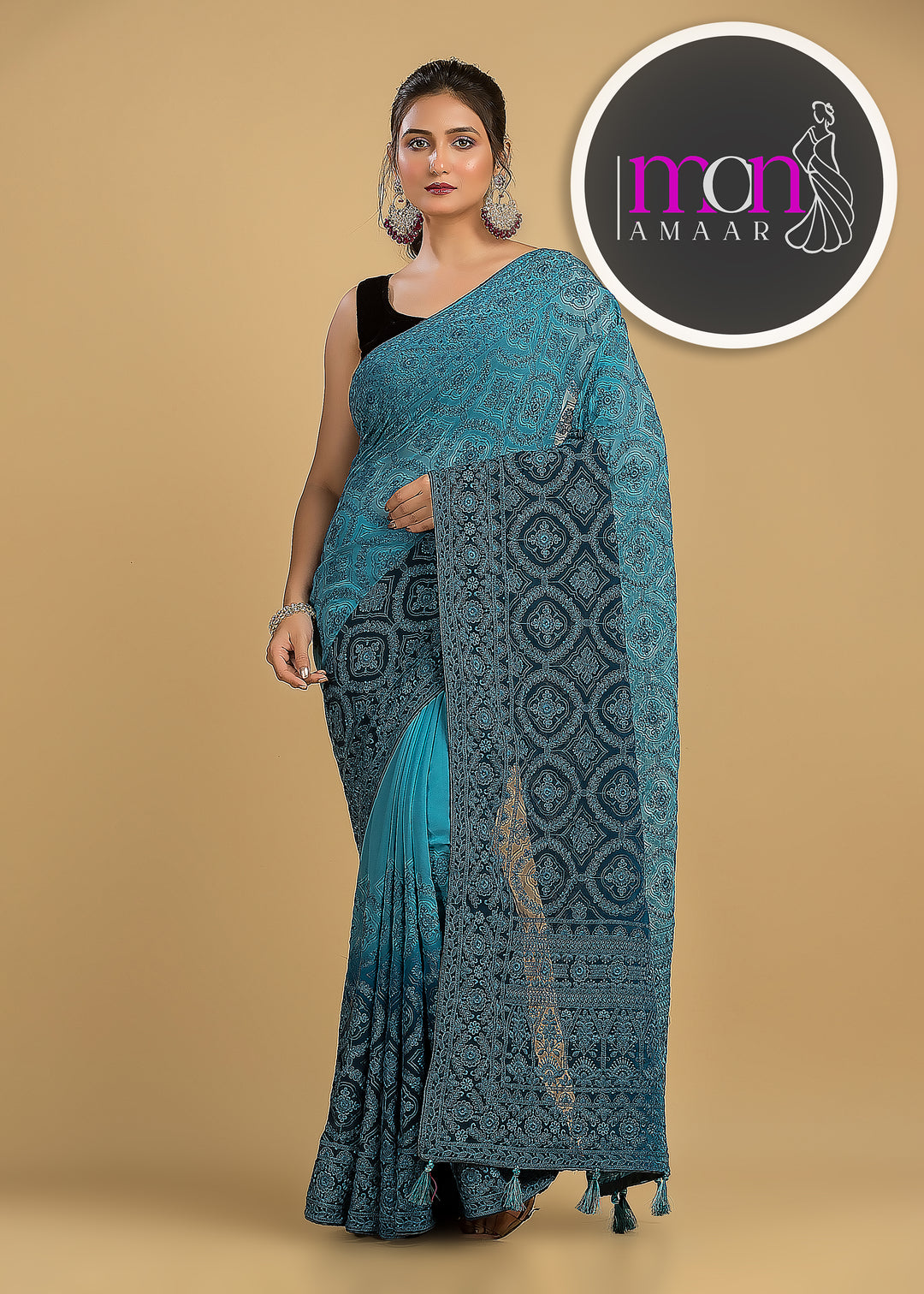 Spill the beans Of Beauty(Embroidery Saree)