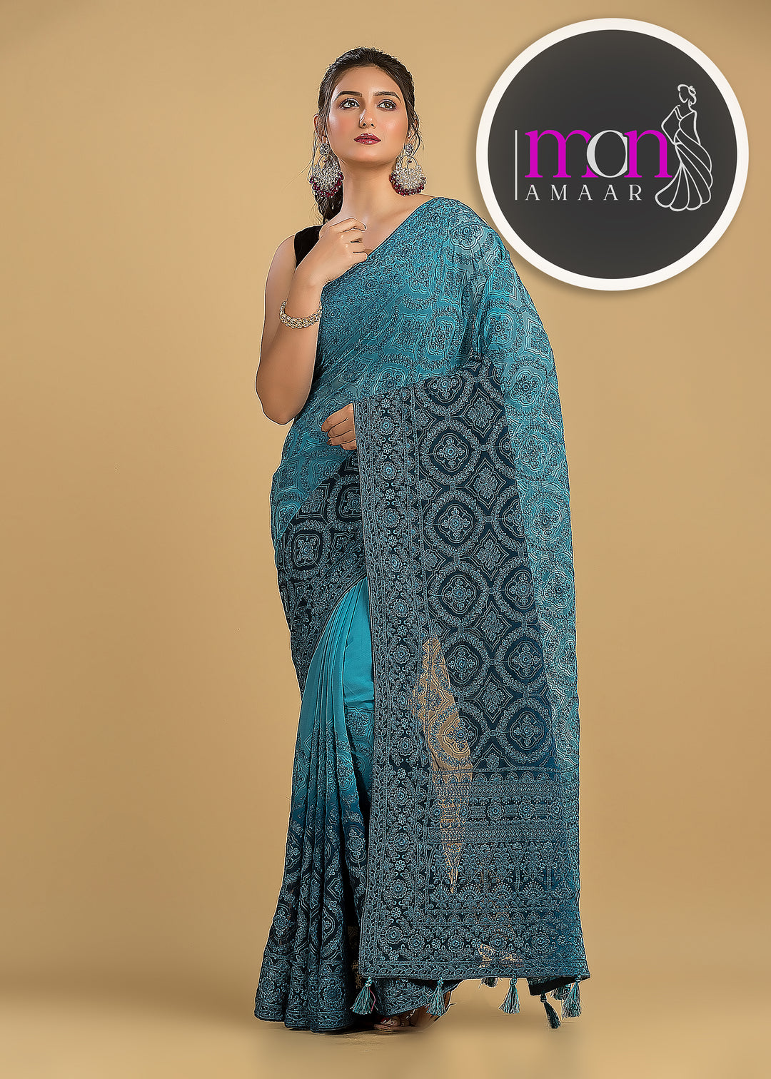 Spill the beans Of Beauty(Embroidery Saree)