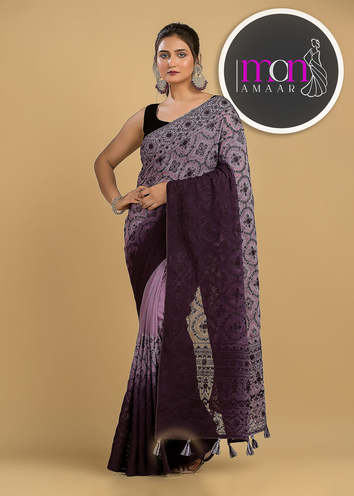 Spill the beans Of Beauty(Embroidery Saree)