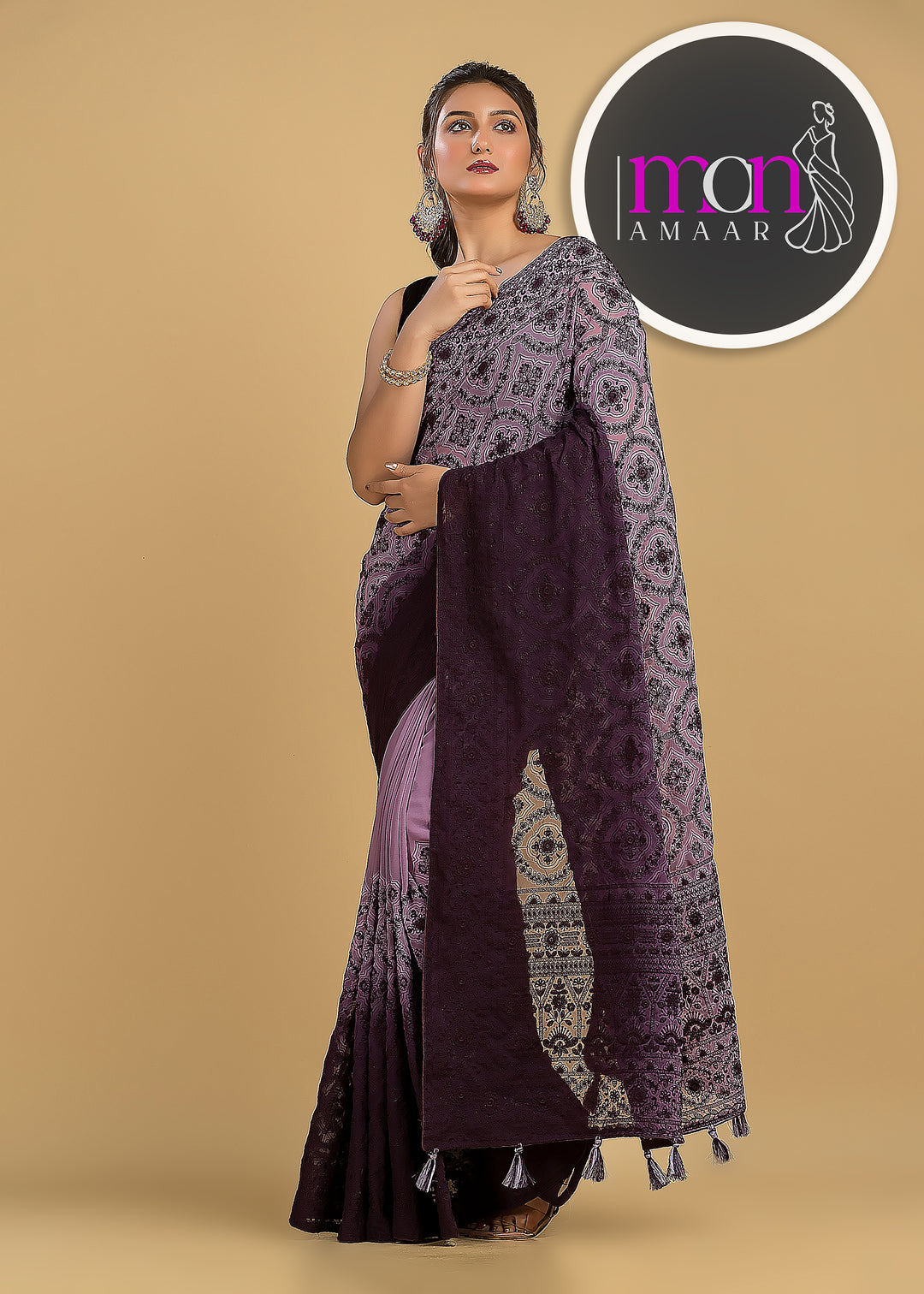 Spill the beans Of Beauty(Embroidery Saree)