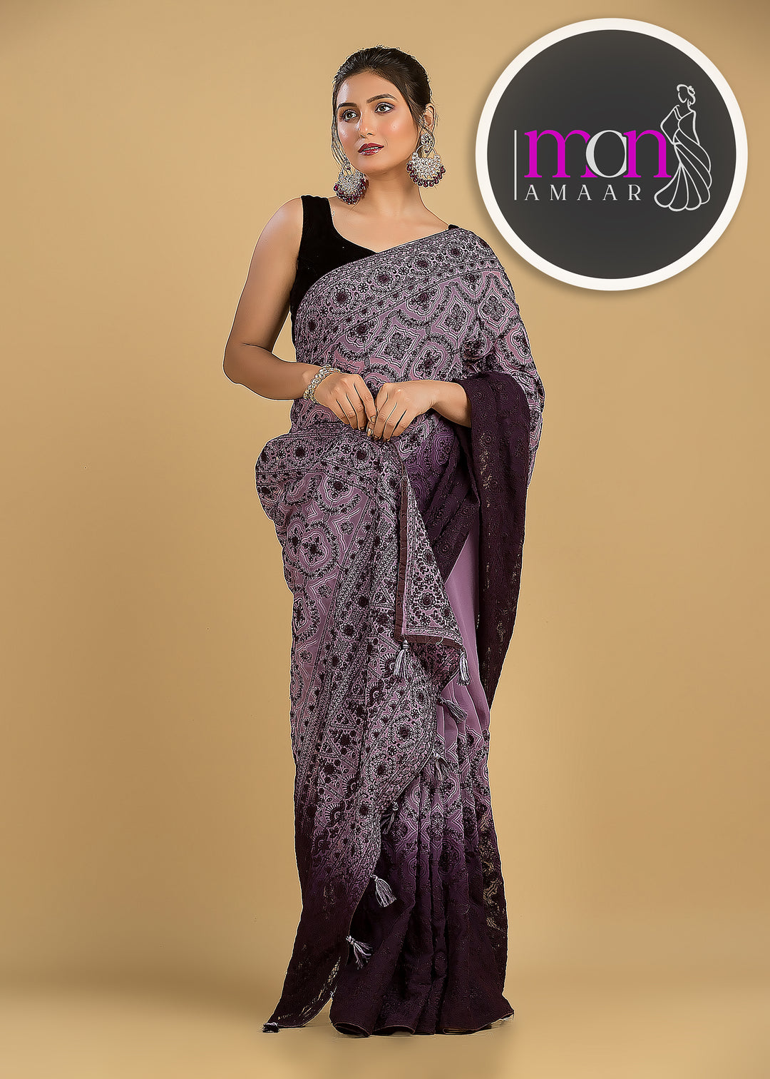 Spill the beans Of Beauty(Embroidery Saree)