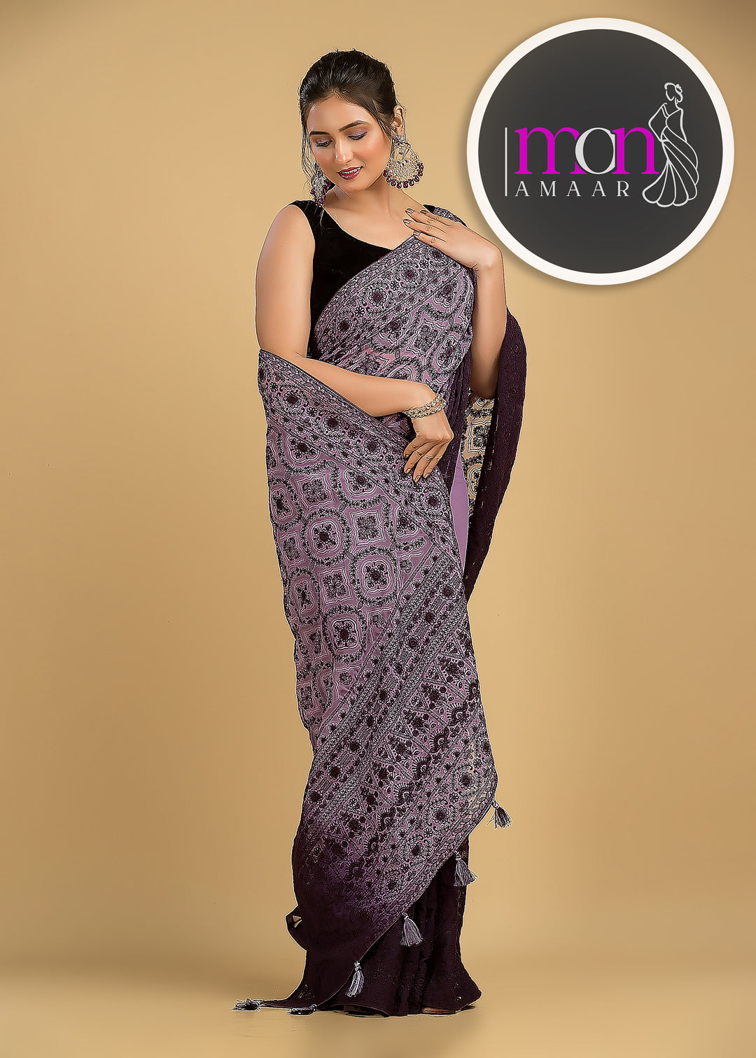 Spill the beans Of Beauty(Embroidery Saree)