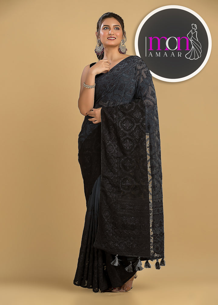 Spill the beans Of Beauty(Embroidery Saree)