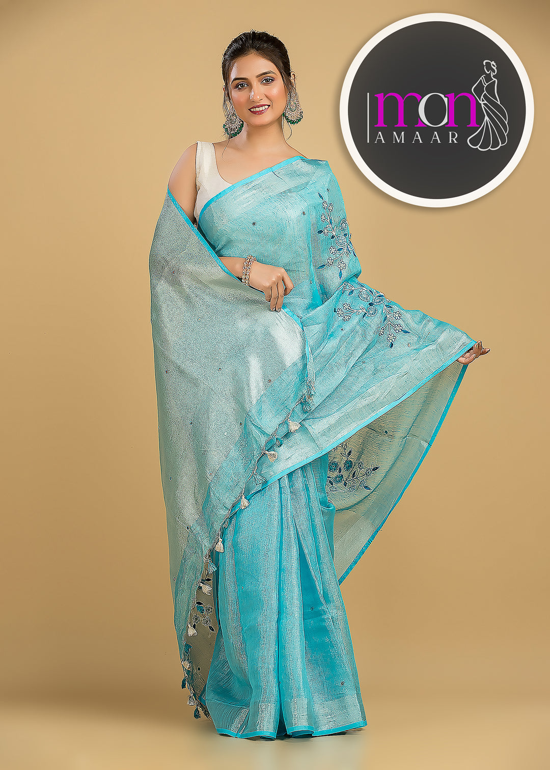 Sky Gaze( Pure Tissue Linen Saree)