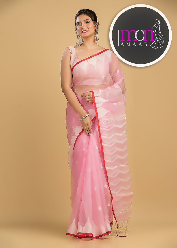 Pink Love Reshmi Affair (Moirang phee Inspired) Muslin Resham Saree