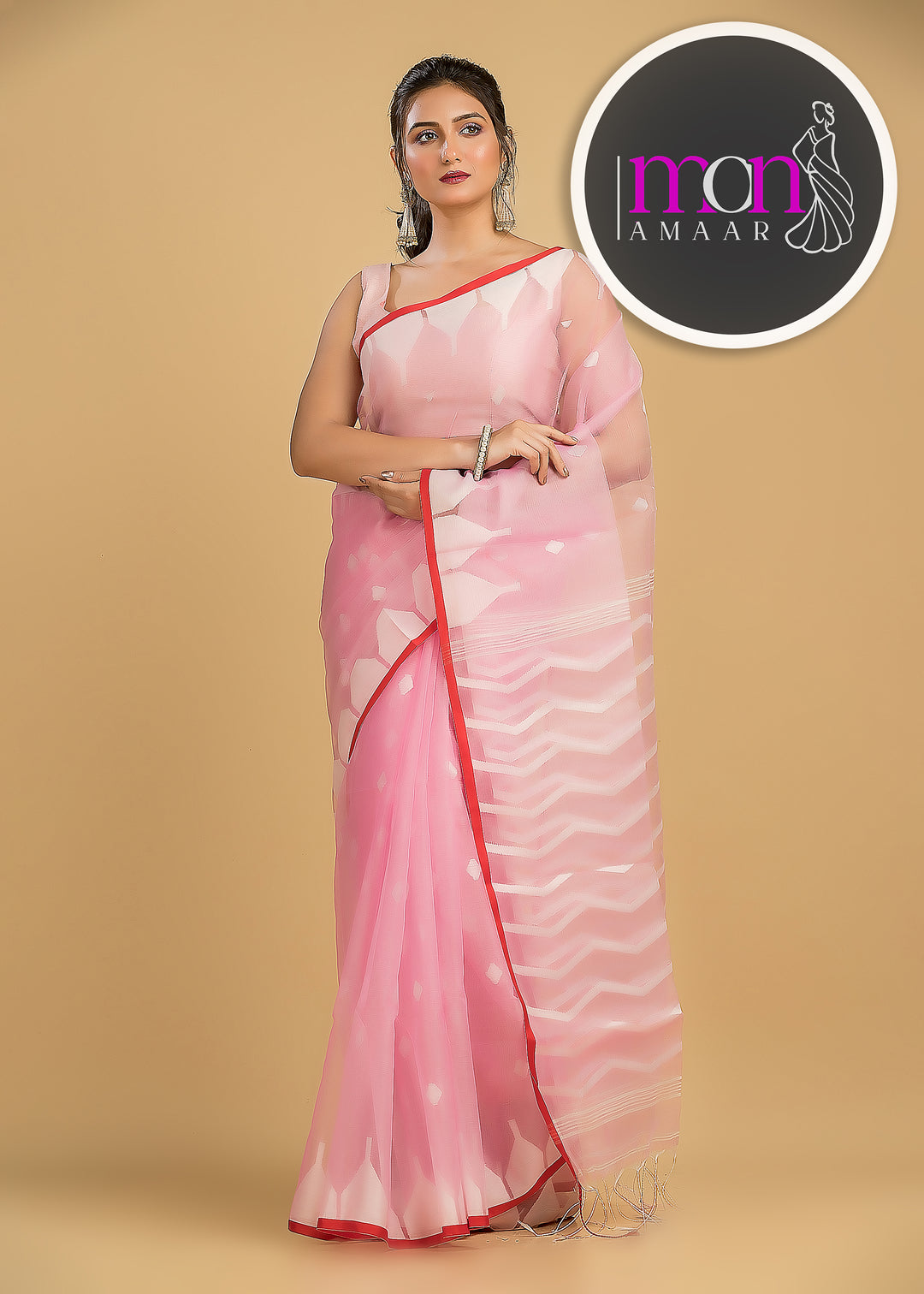 Pink Love Reshmi Affair (Moirang phee Inspired) Muslin Resham Saree