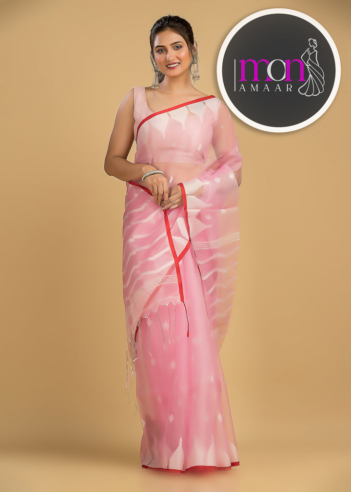 Pink Love Reshmi Affair (Moirang phee Inspired) Muslin Resham Saree