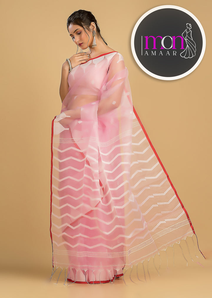 Pink Love Reshmi Affair (Moirang phee Inspired) Muslin Resham Saree