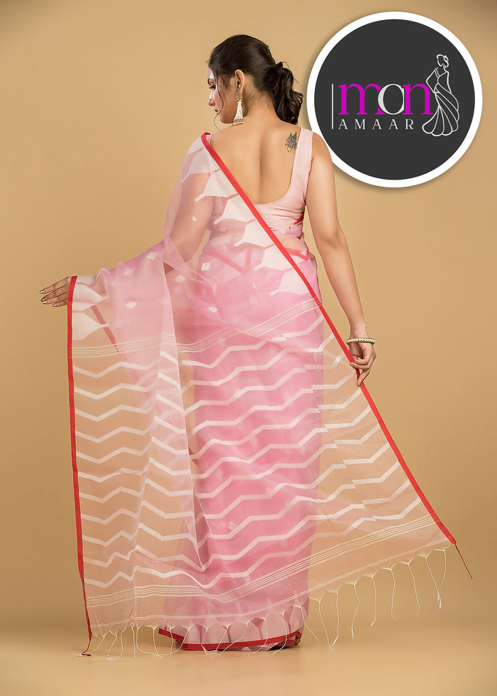 Pink Love Reshmi Affair (Moirang phee Inspired) Muslin Resham Saree