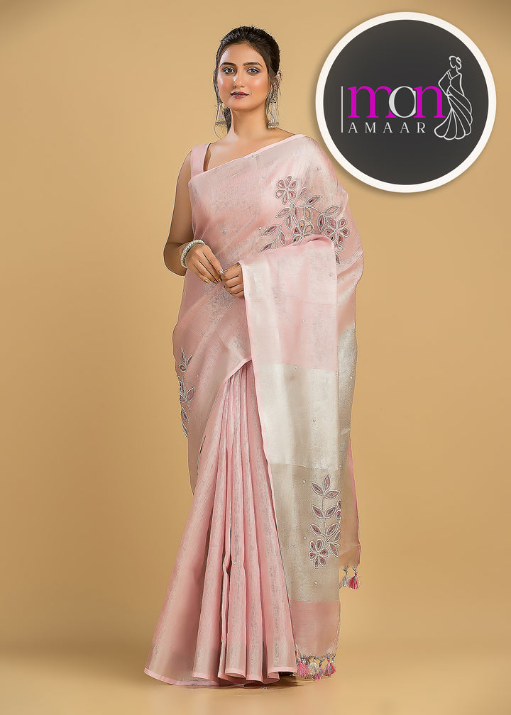 Pearl Millete ( Pure Tissue Linen Saree)