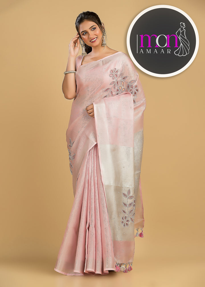 Pearl Millete ( Pure Tissue Linen Saree)