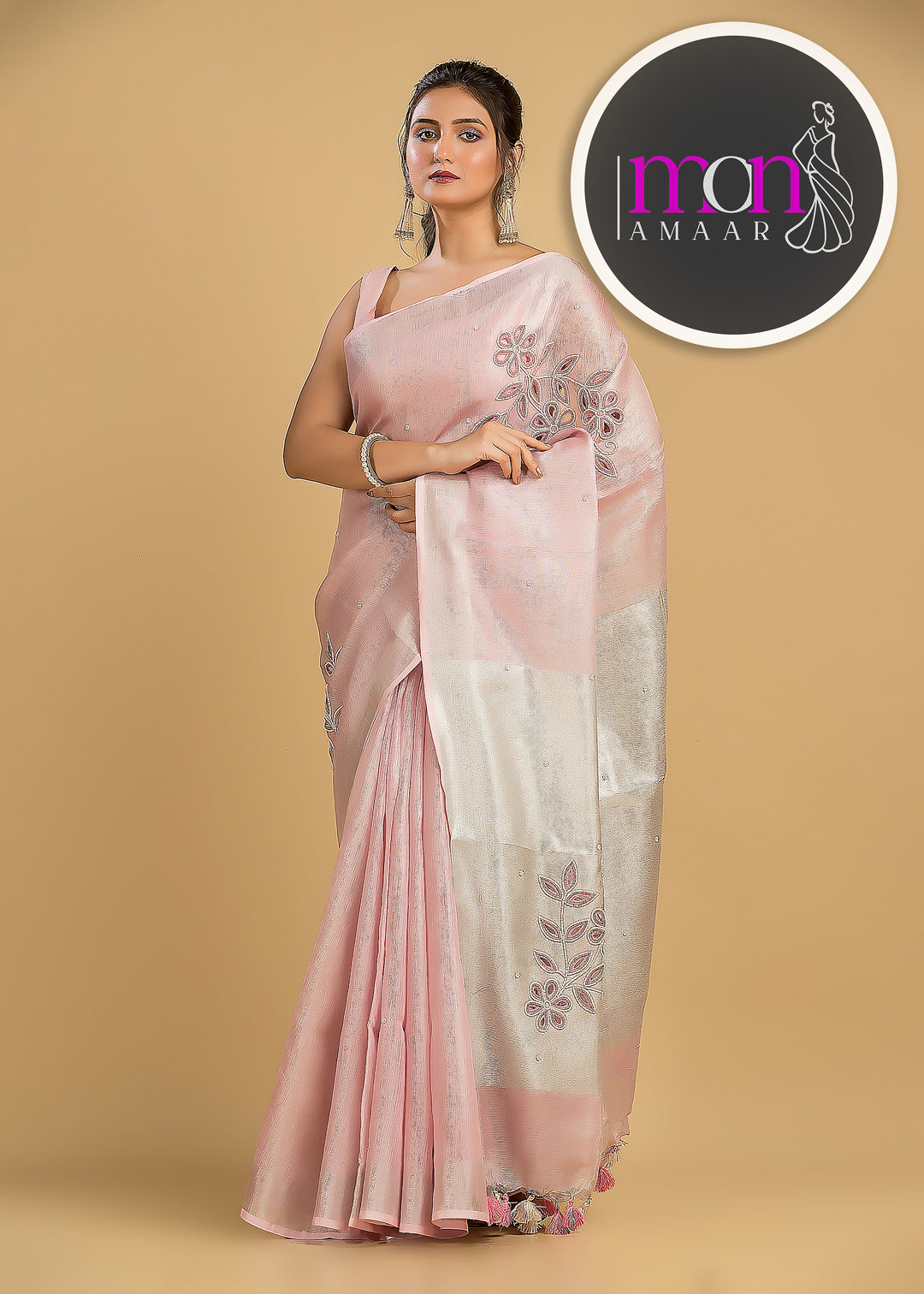 Pearl Millete ( Pure Tissue Linen Saree)