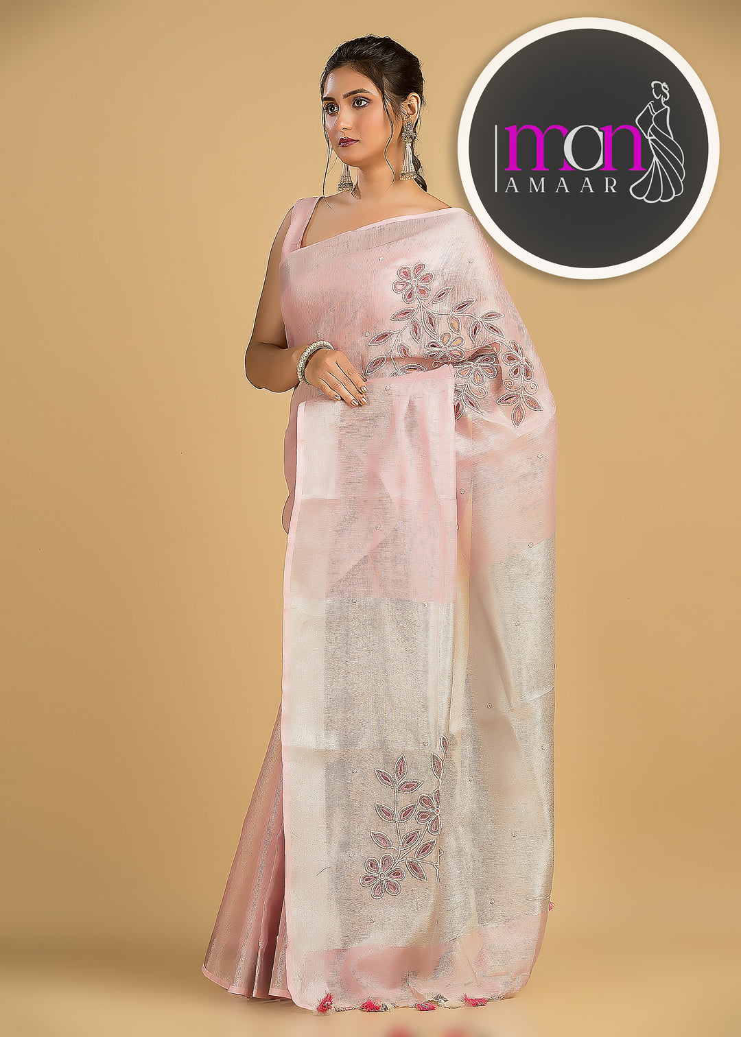 Pearl Millete ( Pure Tissue Linen Saree)