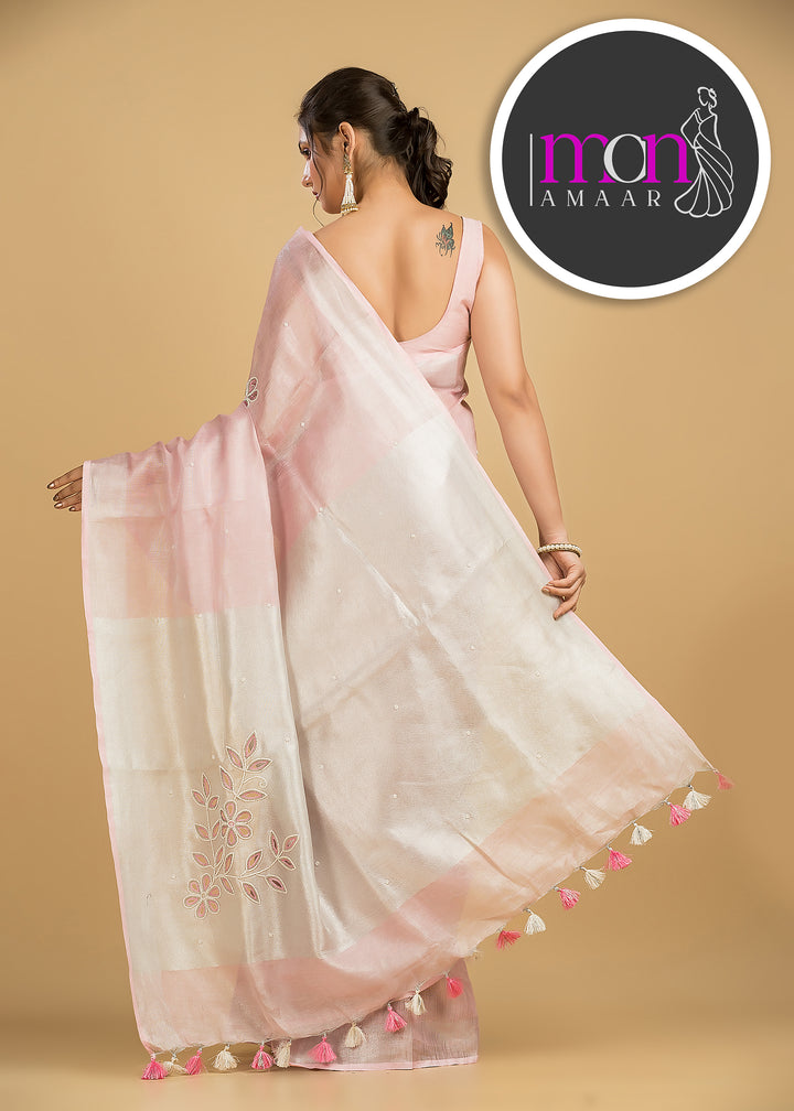 Pearl Millete ( Pure Tissue Linen Saree)