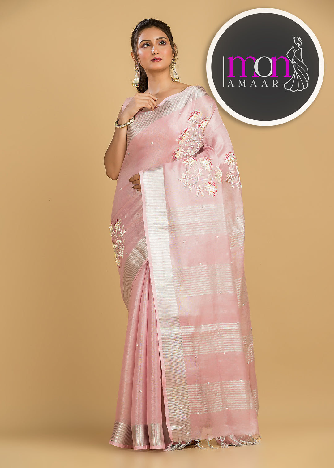 Pearl Of Ribbons ( Pure Tissue Linen Saree)