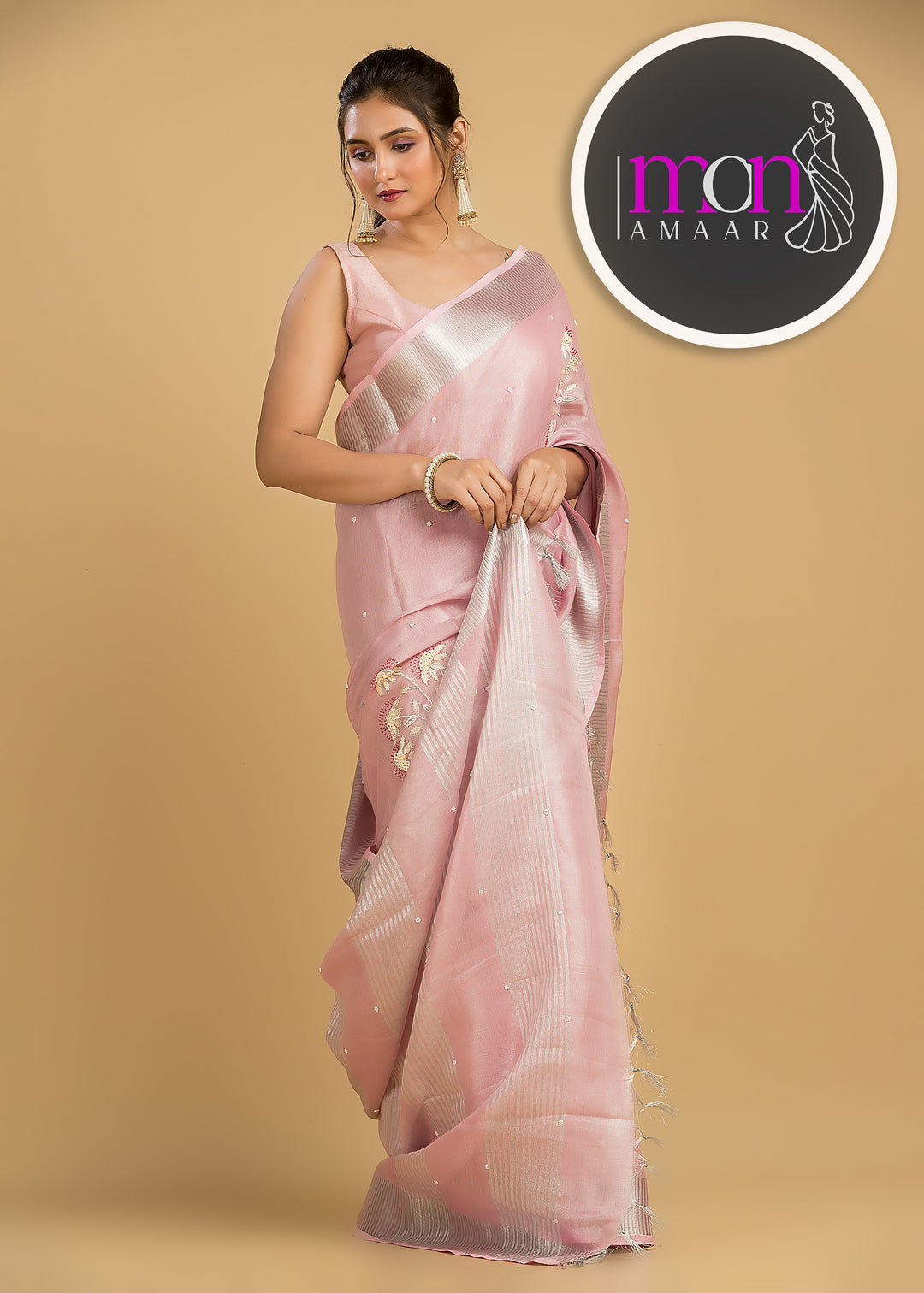 Pearl Of Ribbons ( Pure Tissue Linen Saree)