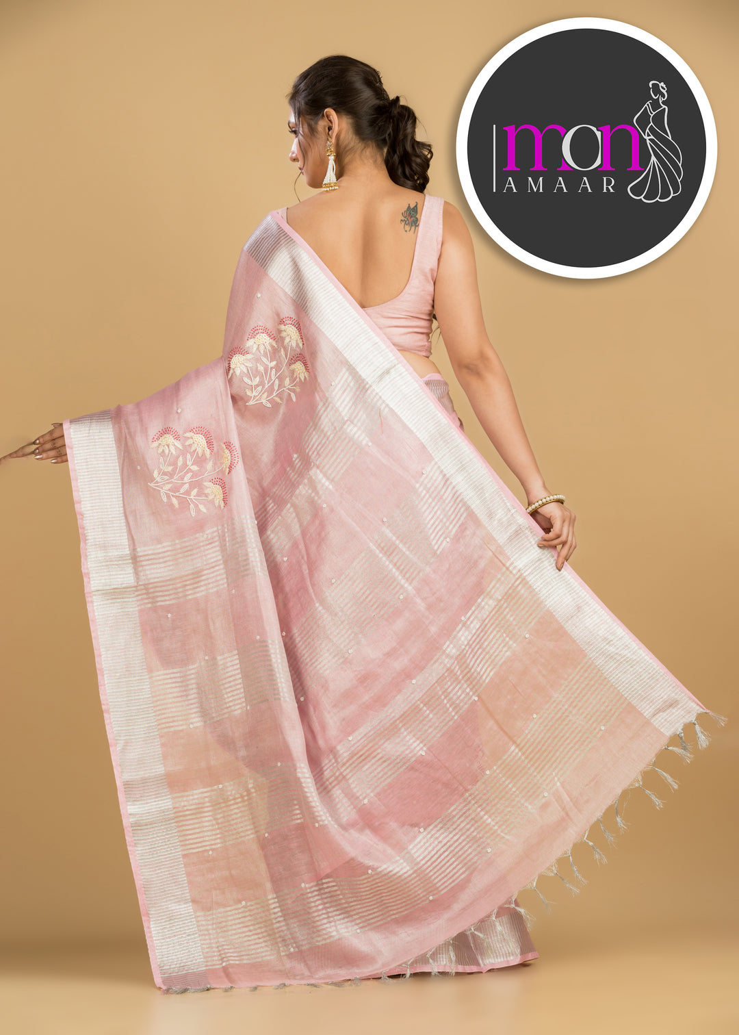 Pearl Of Ribbons ( Pure Tissue Linen Saree)