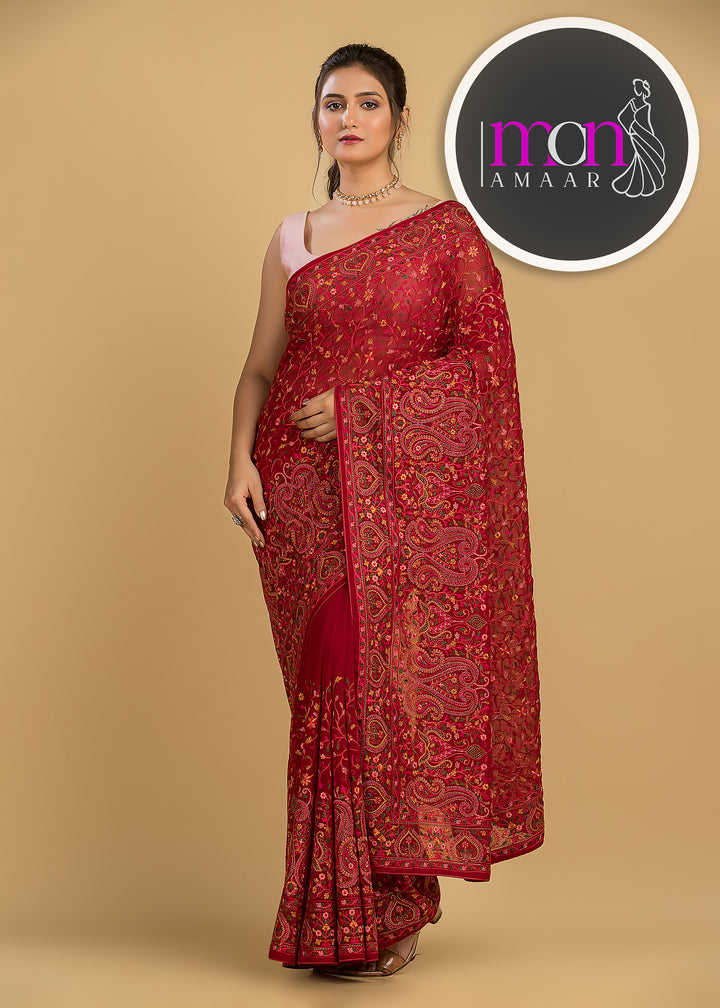 Famous In Embroidery- Designer Georgette Saree