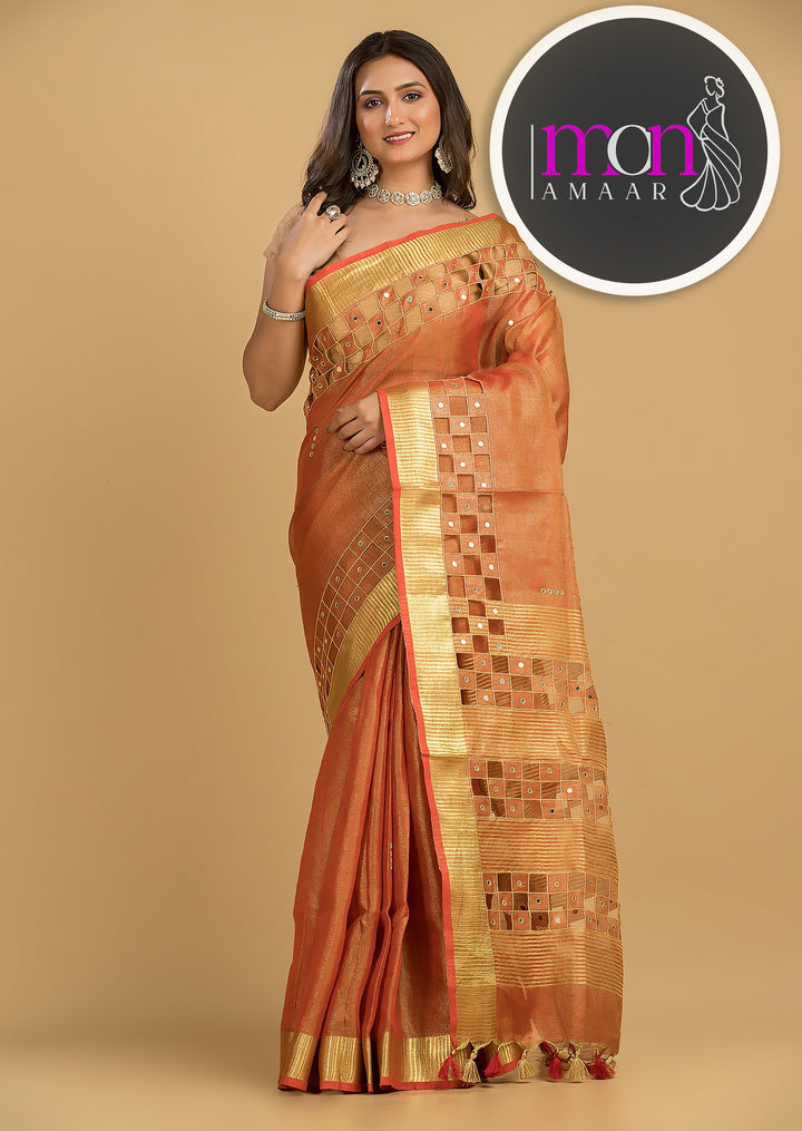 Worth Of A Queen's Crown(Pure Tissue Linen Saree)