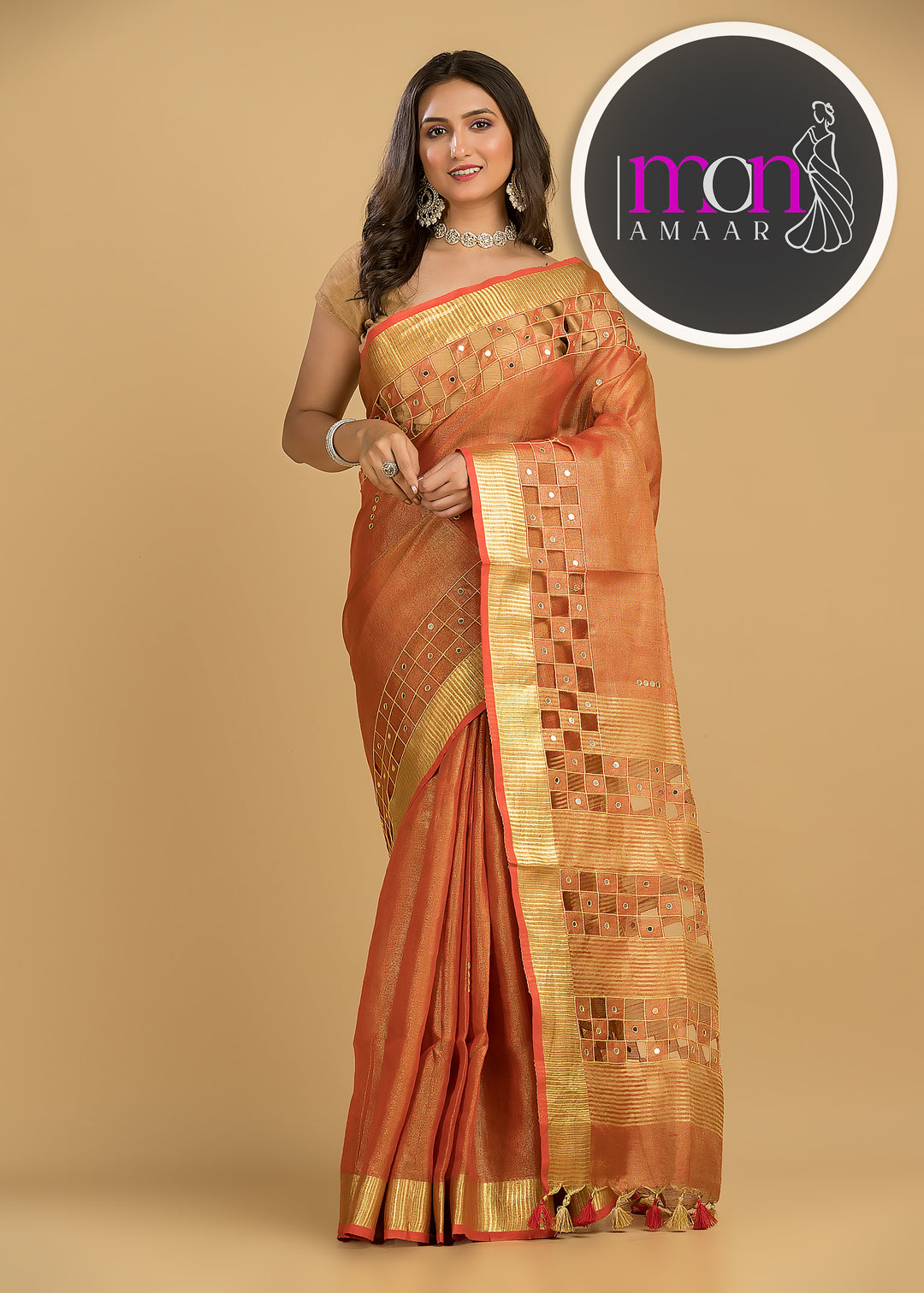 Worth Of A Queen's Crown(Pure Tissue Linen Saree)