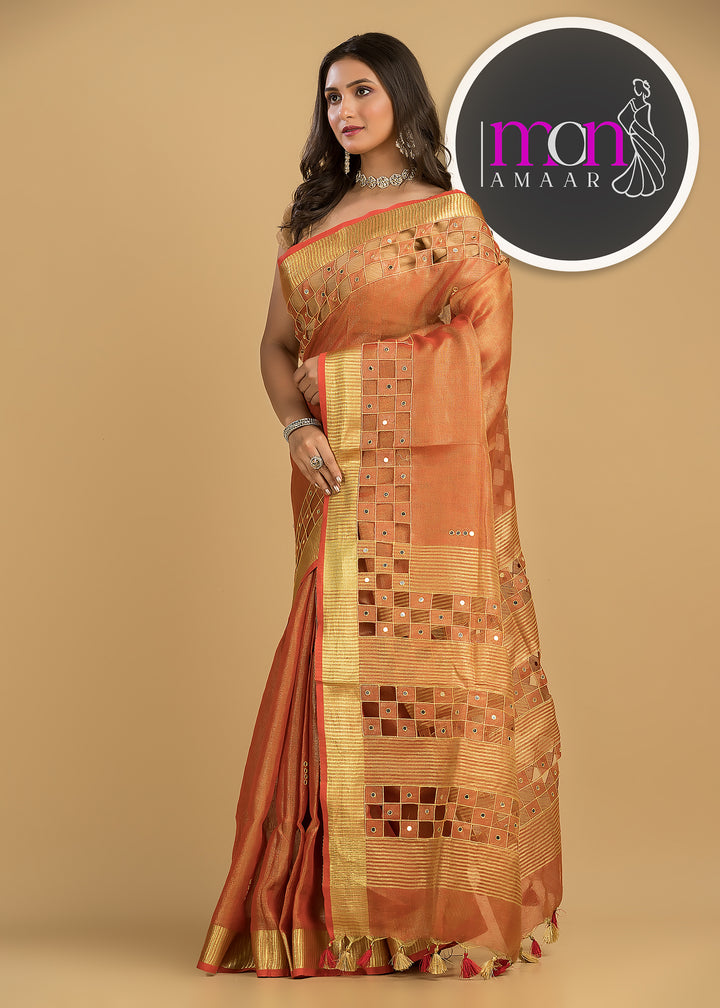 Worth Of A Queen's Crown(Pure Tissue Linen Saree)