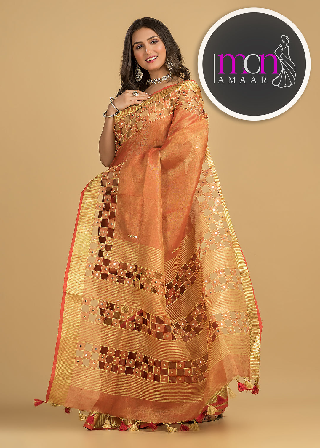 Worth Of A Queen's Crown(Pure Tissue Linen Saree)