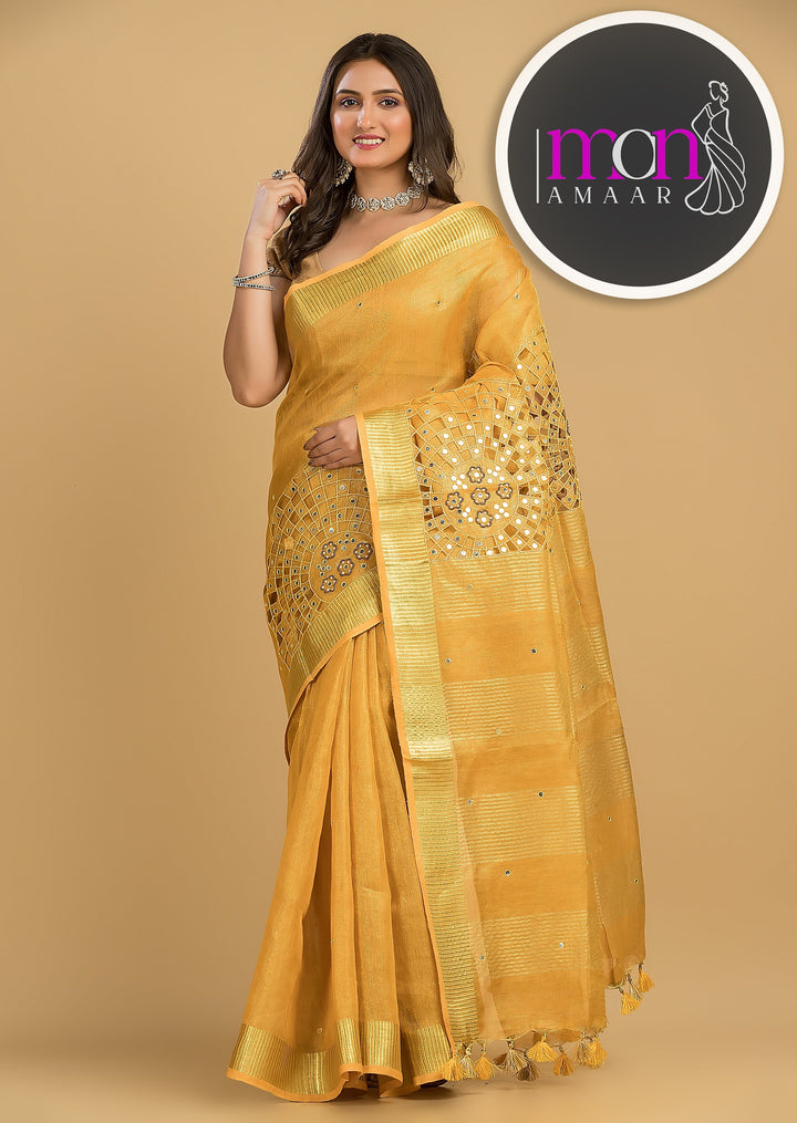 Worth Of A Queen's Crown( Pure Tissue Linen Saree)