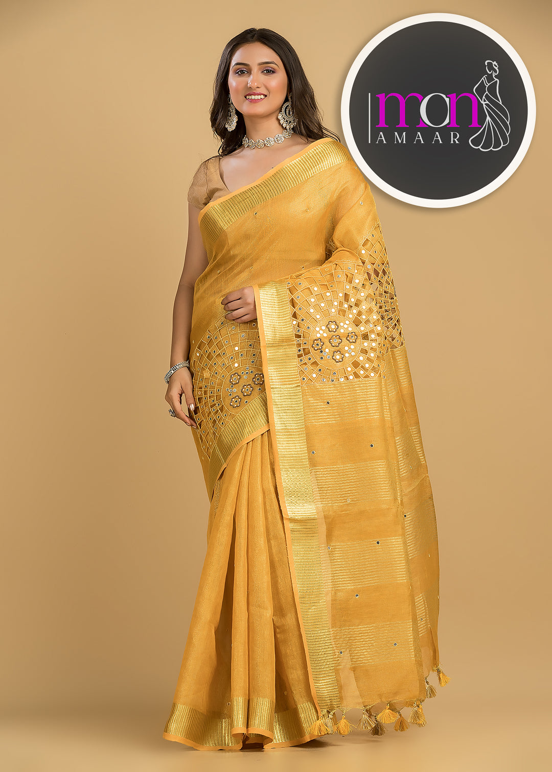 Worth Of A Queen's Crown( Pure Tissue Linen Saree)