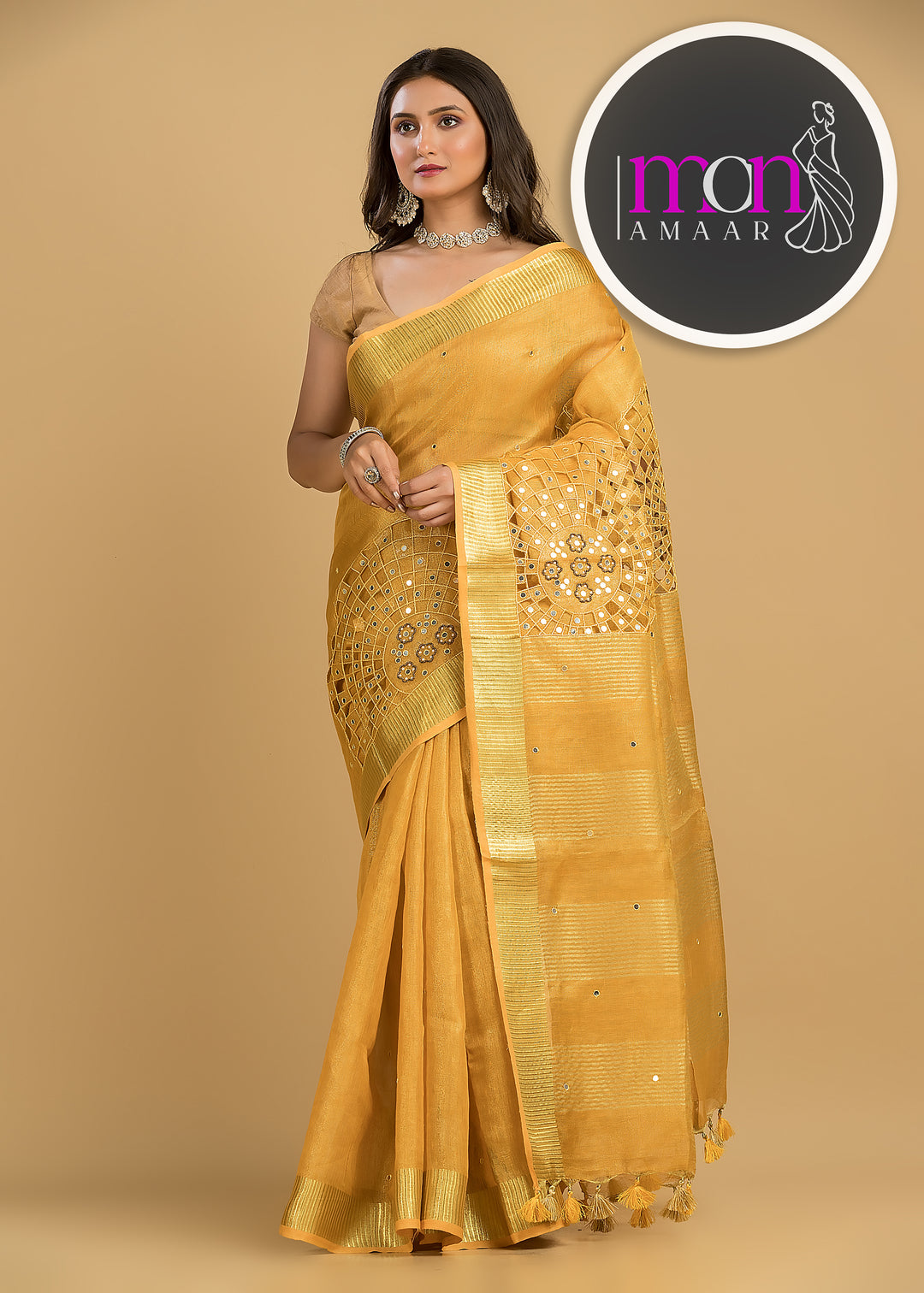 Worth Of A Queen's Crown( Pure Tissue Linen Saree)