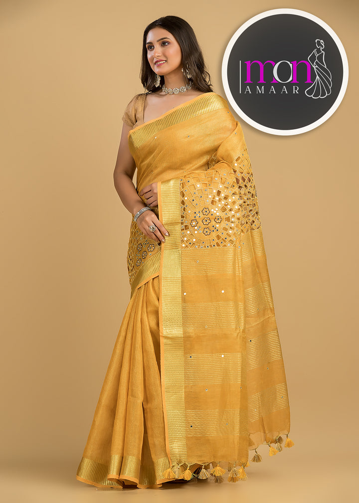 Worth Of A Queen's Crown( Pure Tissue Linen Saree)