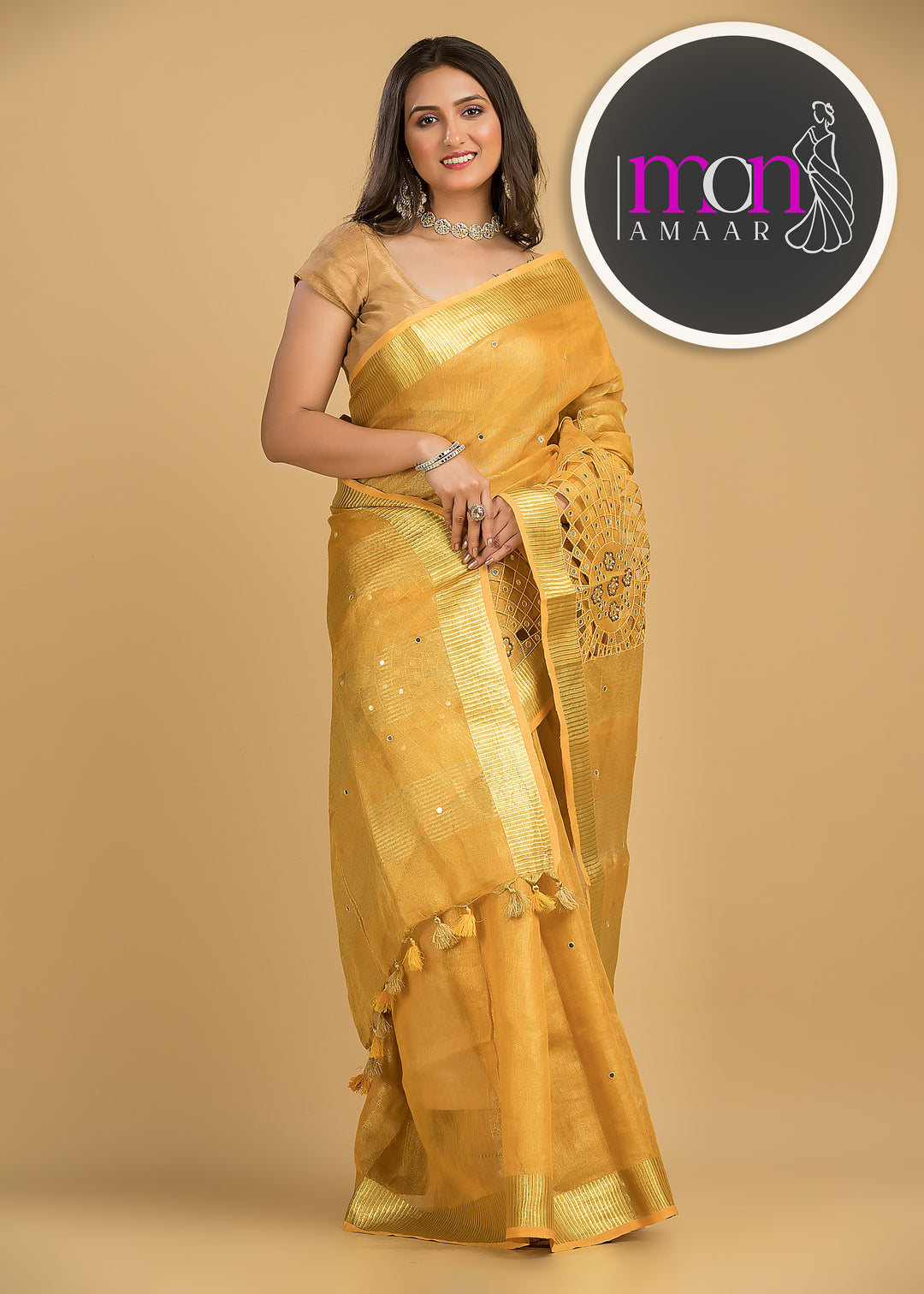 Worth Of A Queen's Crown( Pure Tissue Linen Saree)