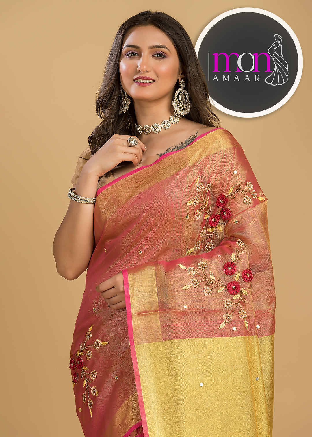 Velvety Road ( Pure Tissue Linen Saree)