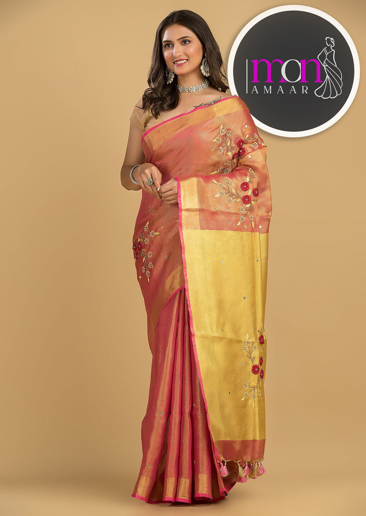 Velvety Road ( Pure Tissue Linen Saree)