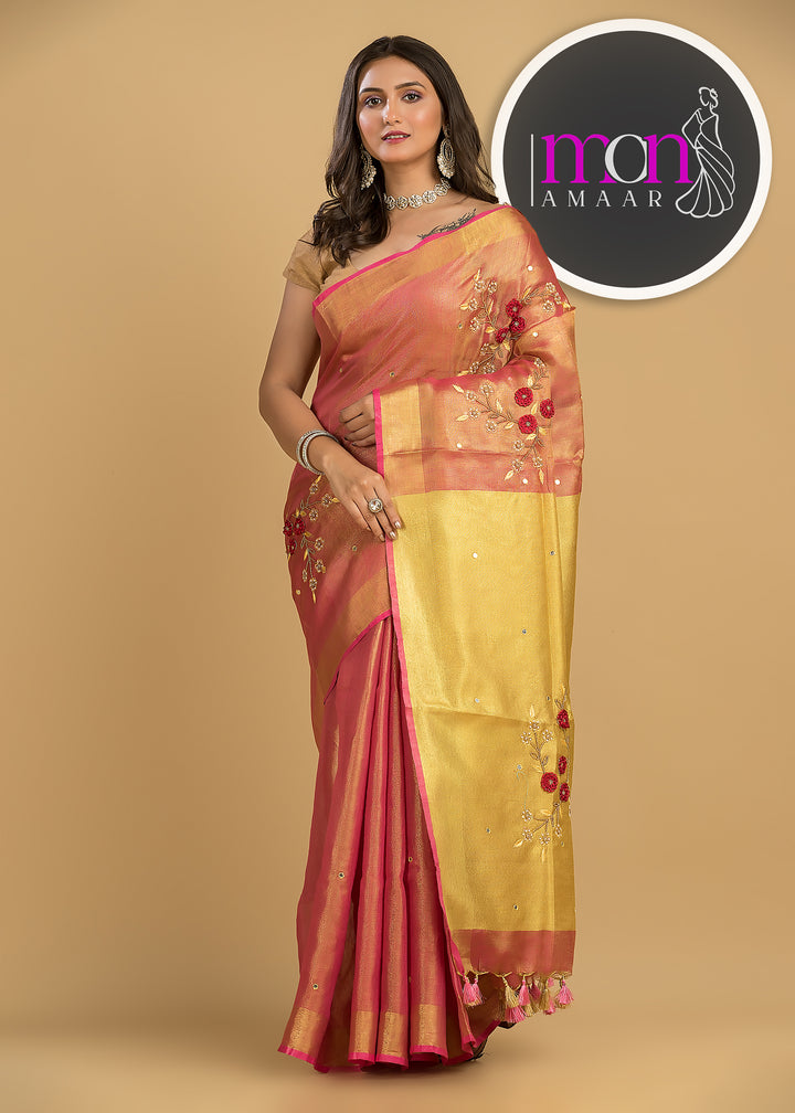 Velvety Road ( Pure Tissue Linen Saree)