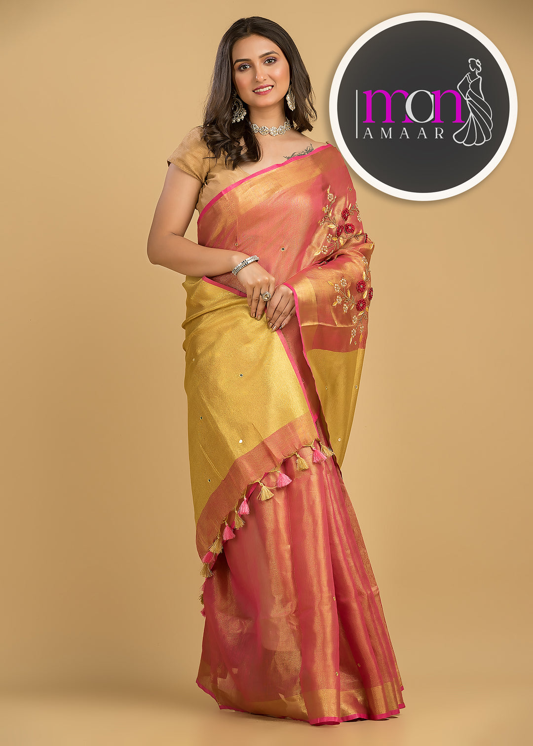 Velvety Road ( Pure Tissue Linen Saree)