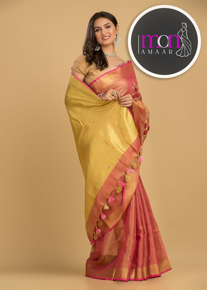 Velvety Road ( Pure Tissue Linen Saree)