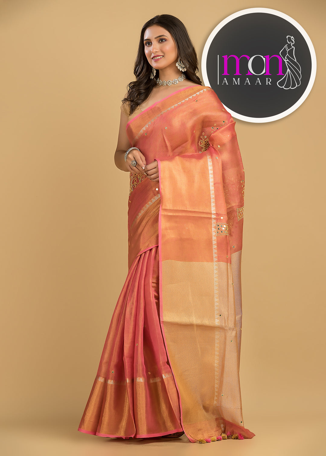 Tree Of Life (Pure Tissue Linen Saree)