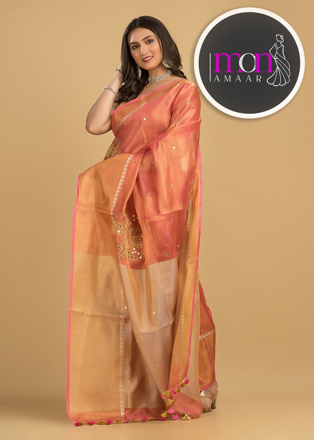 Tree Of Life (Pure Tissue Linen Saree)