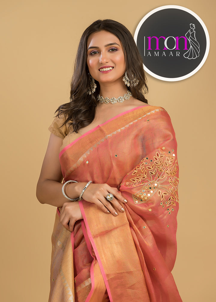 Tree Of Life (Pure Tissue Linen Saree)