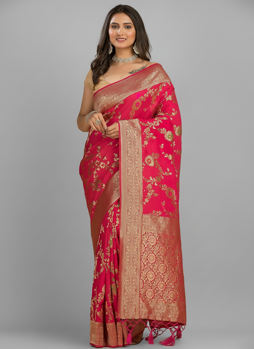 Avid Love - A Beautiful Floral Banarasi Saree