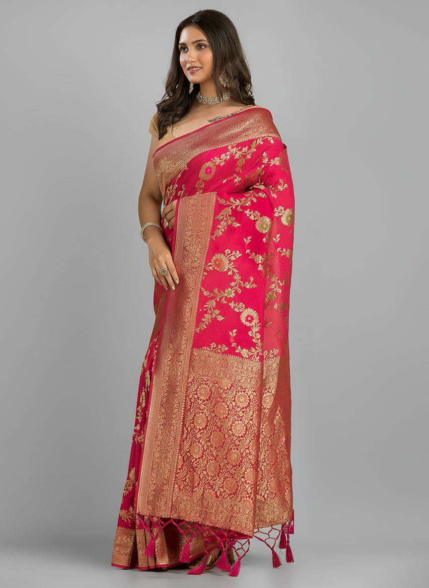 Avid Love - A Beautiful Floral Banarasi Saree