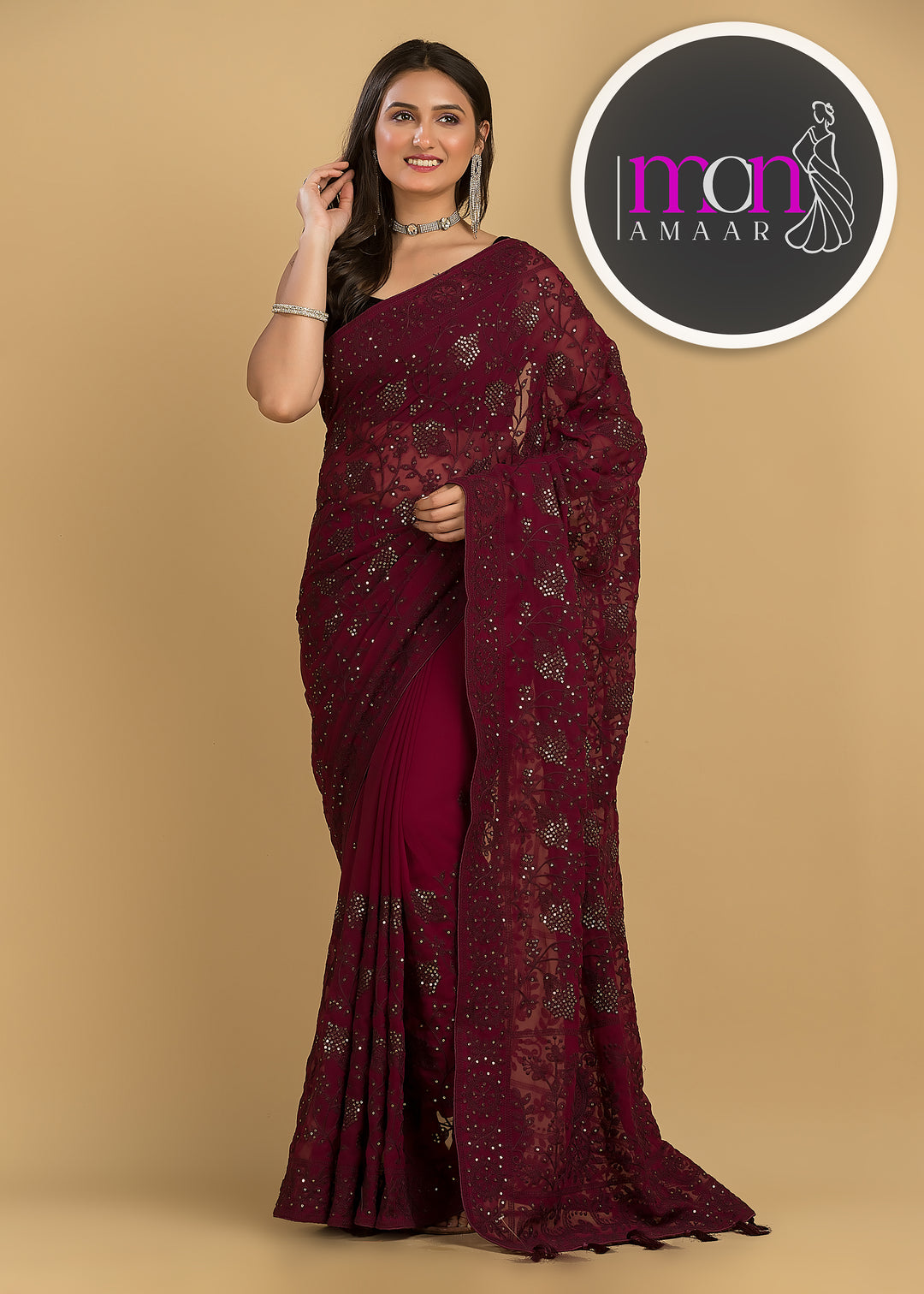 Solace-Single color Georgette Saree