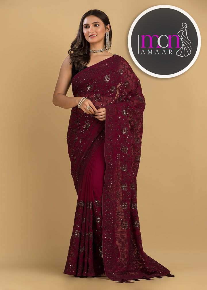 Solace-Single color Georgette Saree