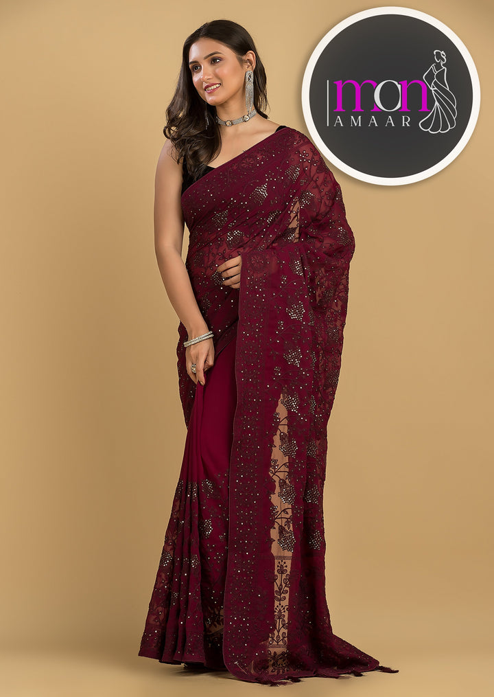 Solace-Single color Georgette Saree