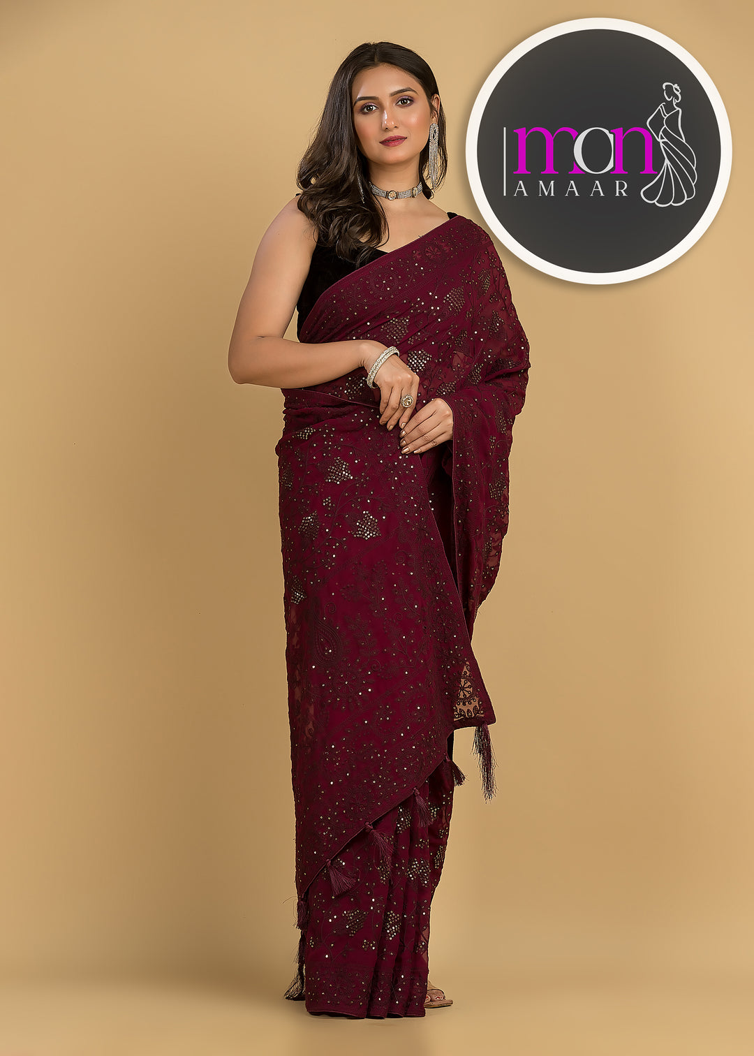 Solace-Single color Georgette Saree