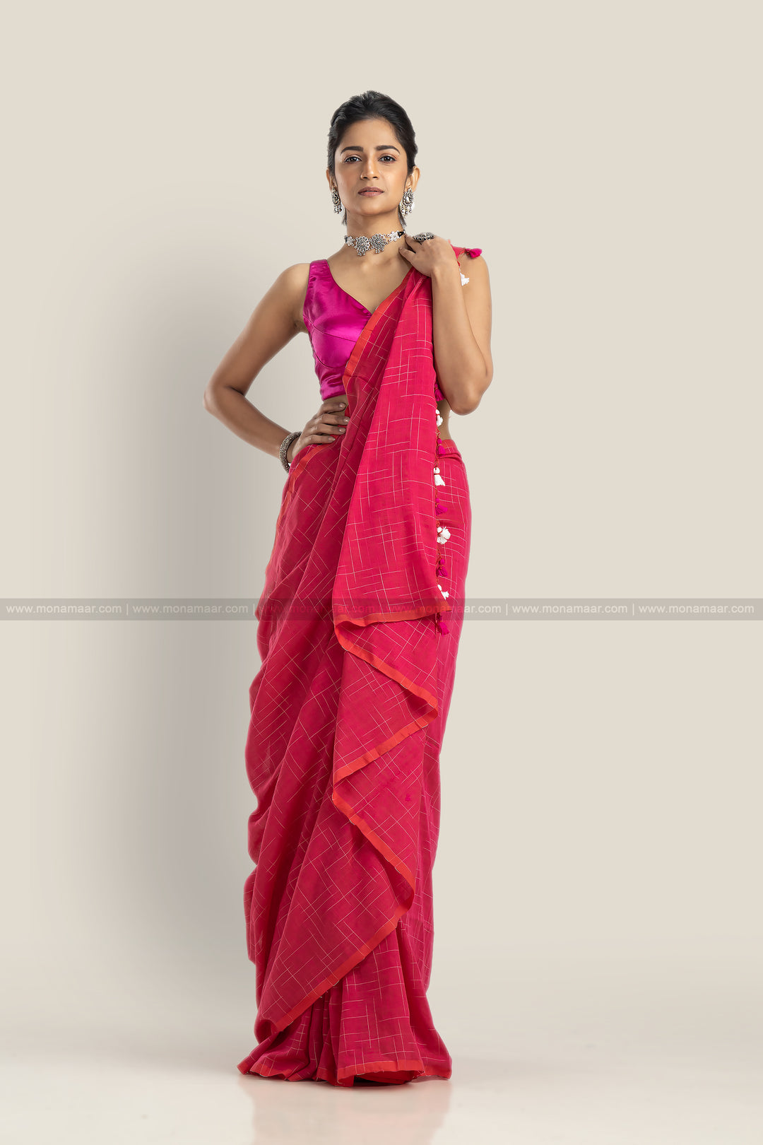 Opulent Pink- Khadi Cotton Saree