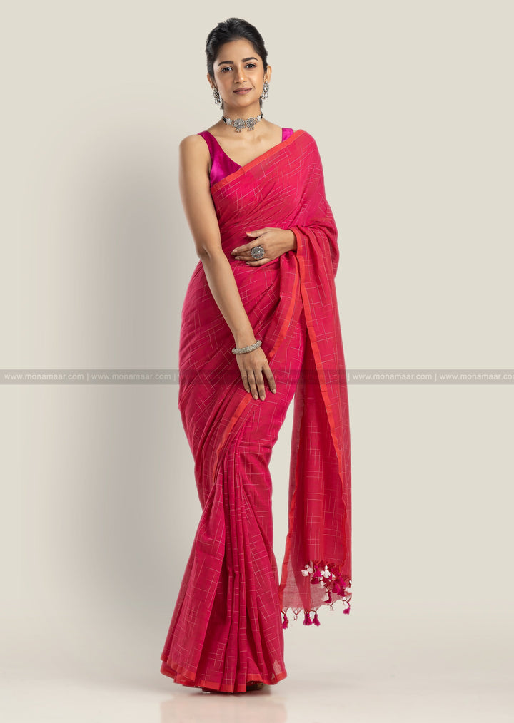 Opulent Pink- Khadi Cotton Saree