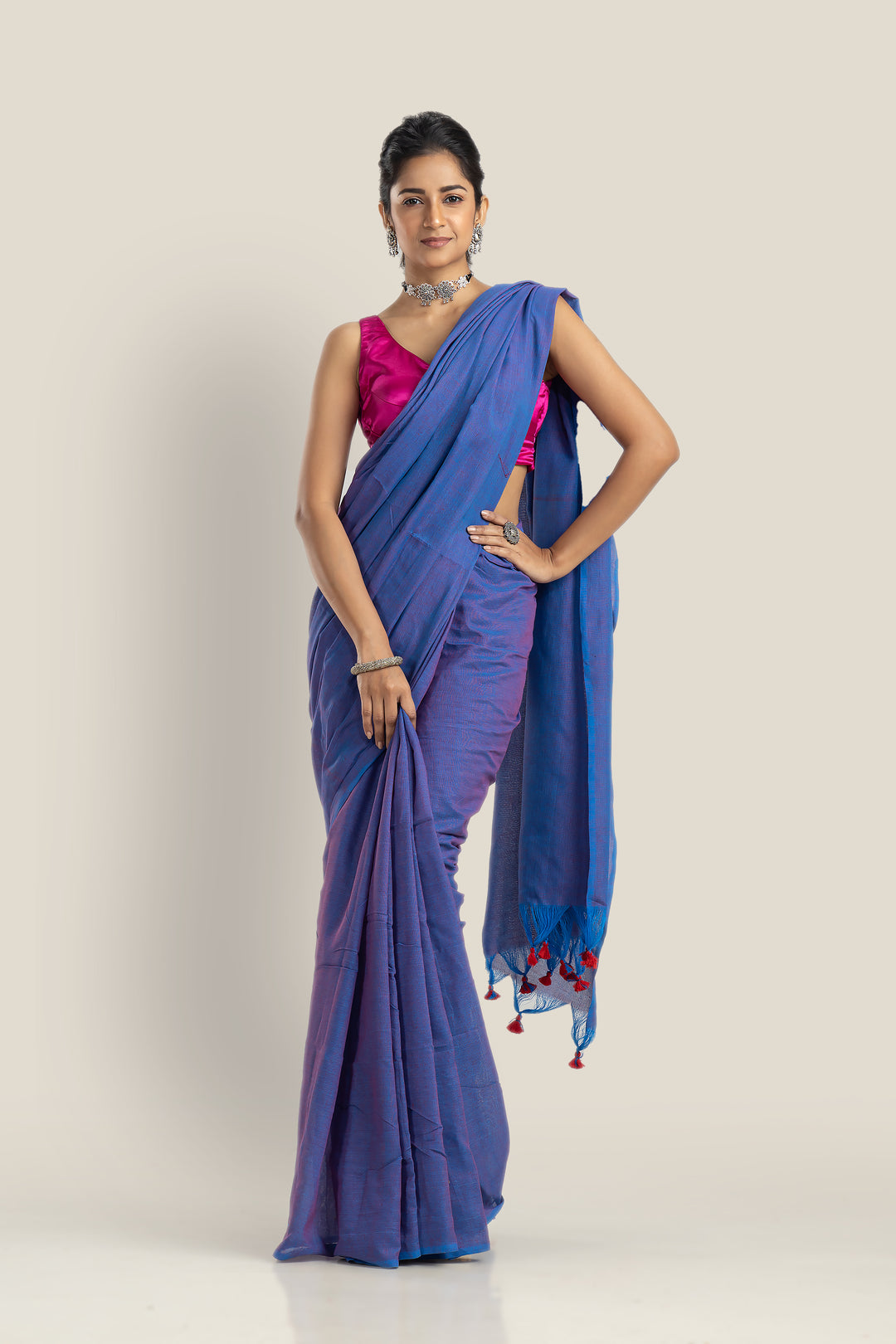 Gagan- Limitless Sky (Blue Khadi Saree)