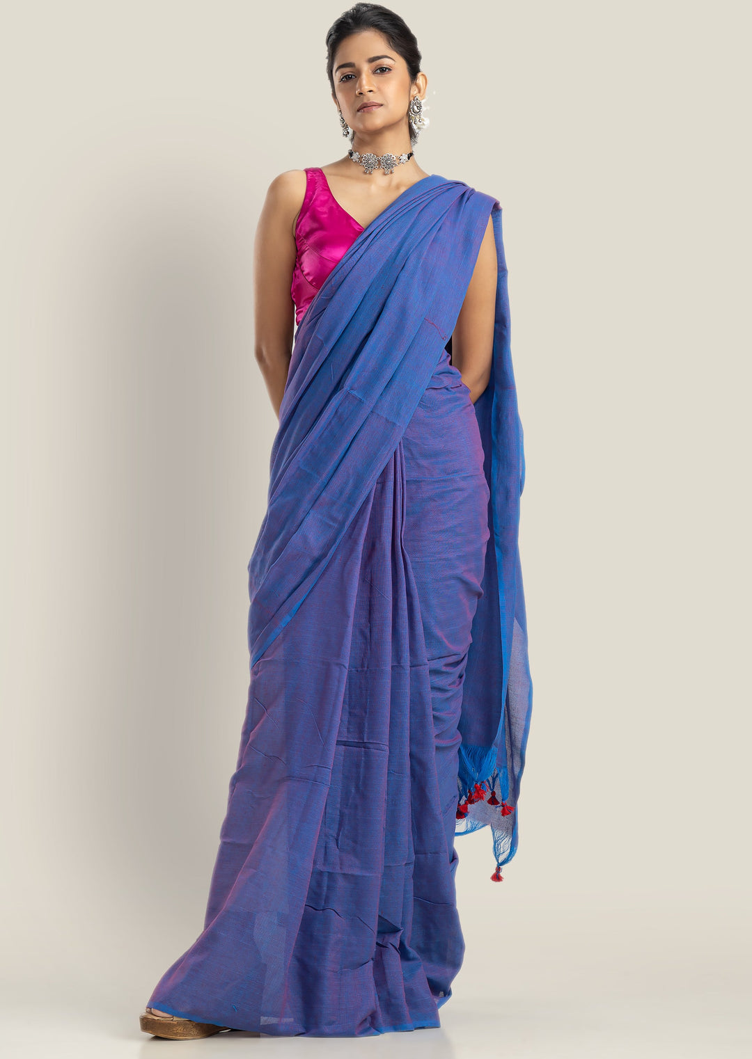 Gagan- Limitless Sky (Blue Khadi Saree)