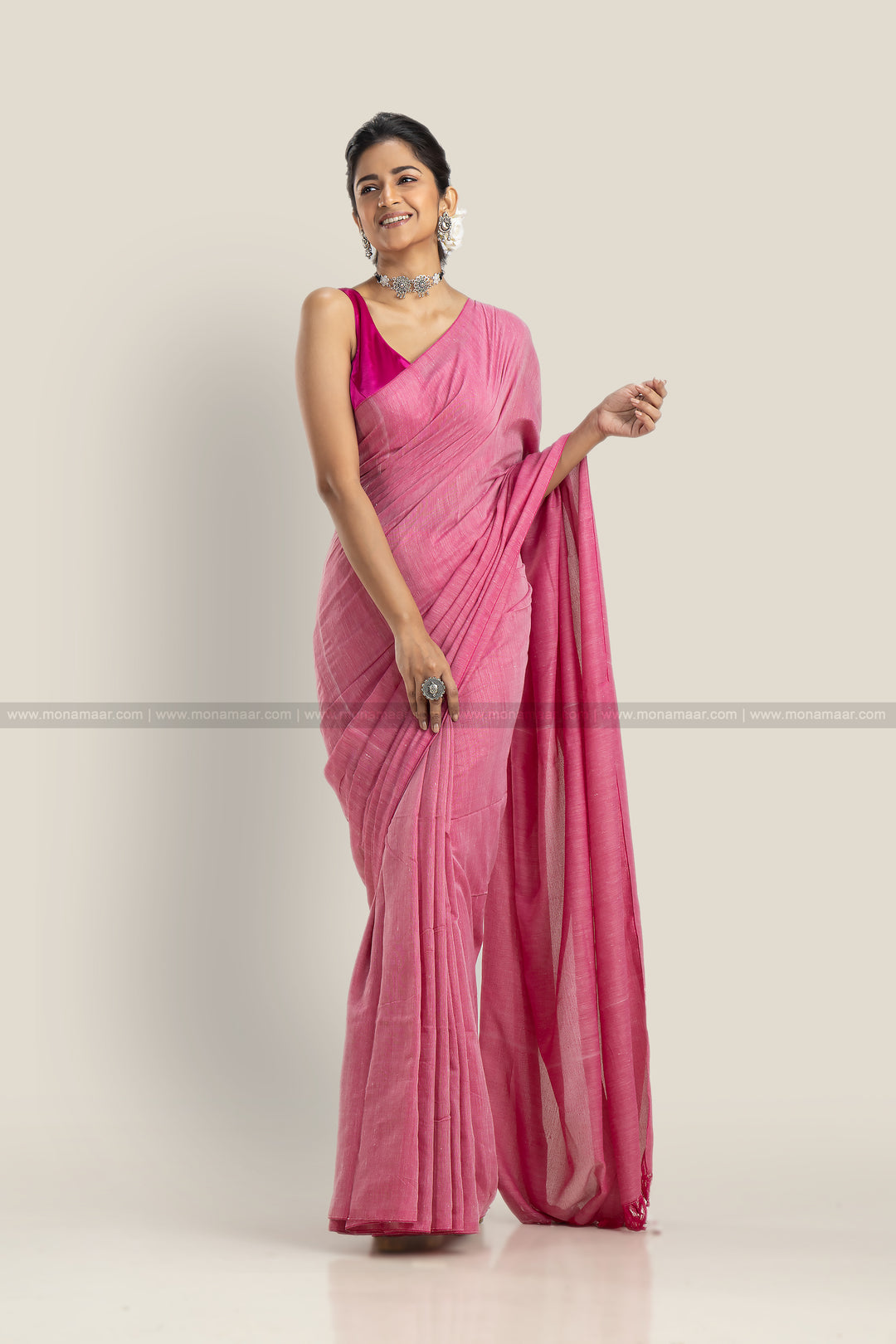 Sweet Blush - Bengal Khadi Cotton Saree